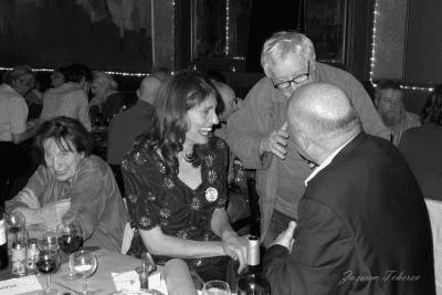 Her Magnificence Tanya Peixoto, with Ornella Volta, Head of the Erik Satie Foundation, to left. GB has been British Ambassador for the Satie Foundation for many years.