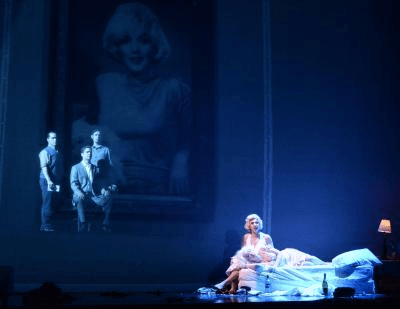Marilyn 1 and 2 on bed (Men behind)